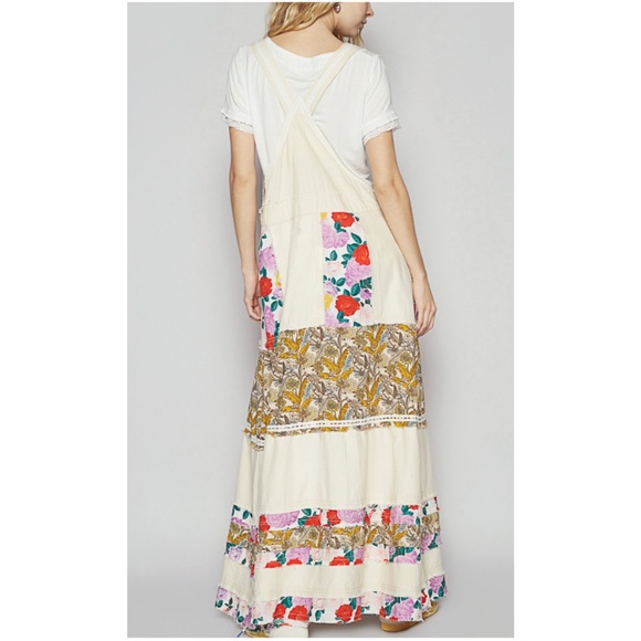 POL Floral Print Frayed Denim Jeans Overalls Dress - Picture 4 of 6